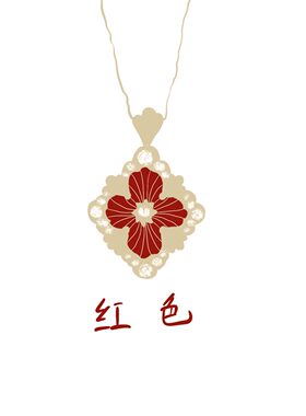 【高版】opera雕花项链歌剧V金镀18K四叶草白贝拉丝宫廷风