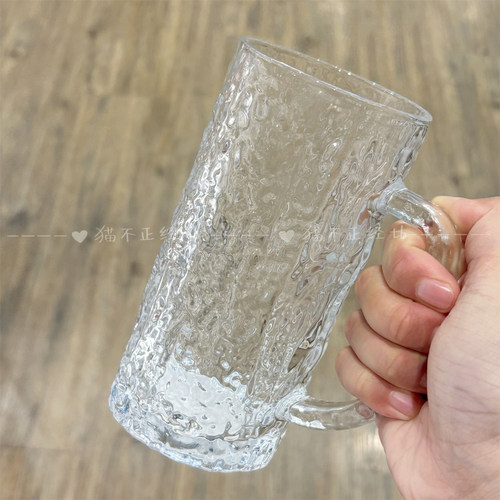 NITORI宜得利玻璃把手啤酒杯500毫升