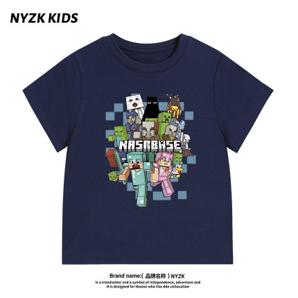 NYZK我的世界男童短袖T恤纯棉洋气时髦帅气2026新款儿童酷帅夏装