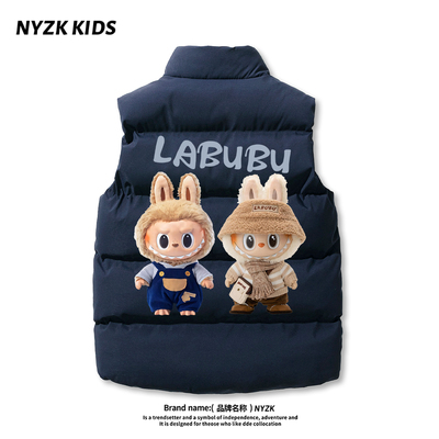 Nyzk拉布布男童羽绒棉马甲秋冬洋气时髦校服神器外穿儿童保暖背心