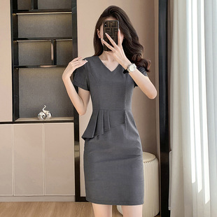 职业装连衣裙女夏季售楼部珠宝店工装裙子酒店服务员美容院工作服