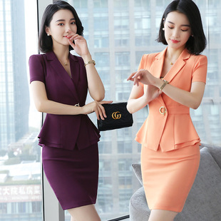 美容师西服工作服夏装新款酒店领班经理前台职业装女套装短袖西装