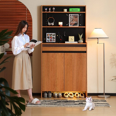 薄柜日式樱桃木入户大容量玄关柜