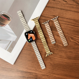 一株金属磁吸适用苹果s11表带S10代iwatch98s765透气不锈钢腕带细