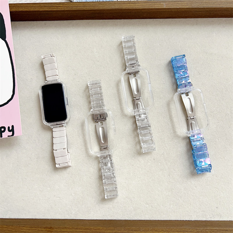 夏天冰川炫彩适用华为11/11proNFC表带手环透明冰块腕带蝴蝶扣女P