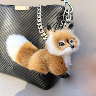 白月梵星同款小狐狸挂件仿真狐狸包包挂件钥匙扣可爱毛绒宠物摆件