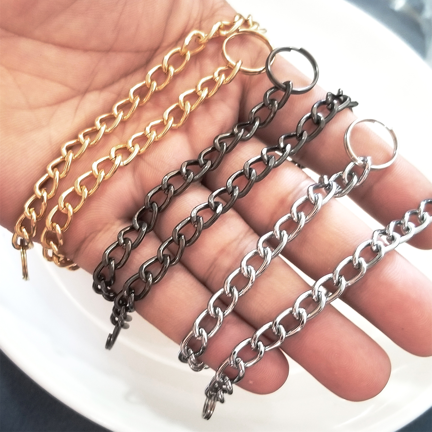 O银色30厘米特细磨铁链特长钥匙绳链壳腰挂防丢带圈饰品吊牌卡片