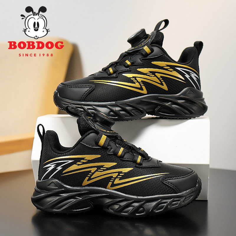 巴布豆男童运动鞋2025新款秋冬季皮面防水儿童小学生中大童跑步鞋