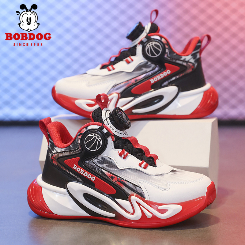 巴布豆男童篮球鞋2025春秋季新款儿童运动鞋透气网布小学生跑步鞋