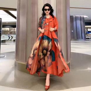时尚 海边度假 印花连衣裙两件套海南三亚沙滩裙女2025新款