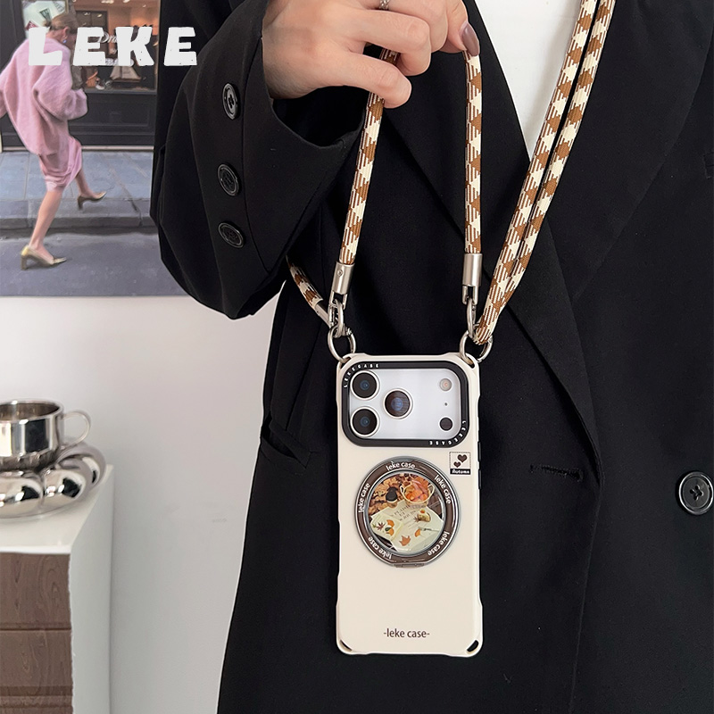 秋冬支点手机壳带挂绳斜挎支架