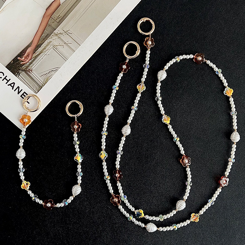 琥珀花朵手机挂绳斜挎可背链条手提挂链手腕解放双手背带斜跨防摔