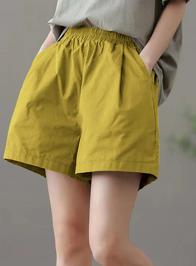 短裤女夏季薄款松紧腰宽松小个子a字显瘦休闲运动阔腿中裤子ins潮