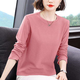 大码 2023秋冬新款 女内搭加厚长袖 双面德绒圆领打底衫 t恤上衣 女装