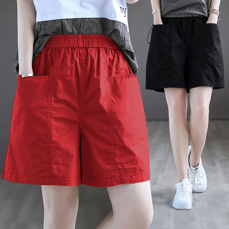 夏季阔腿运动工装五分裤女2024新款显瘦大码胖mm宽松棉麻休闲短裤