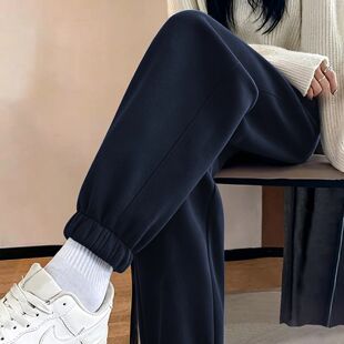 运动卫裤女2026秋冬季新款休闲百搭高腰直筒宽松显瘦哈伦束脚长裤