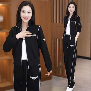 运动套装女2026新款春秋时尚洋气减龄女款显瘦休闲开衫卫衣两件套