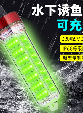 充电水下诱鱼灯防水绿光超亮集鱼灯淡水冰钓筏钓海钓鱿鱼灯聚鱼灯