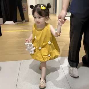 女童手缝塞棉立体玩偶花苞裙春夏季 萌趣可爱清凉灵动连衣裙潮