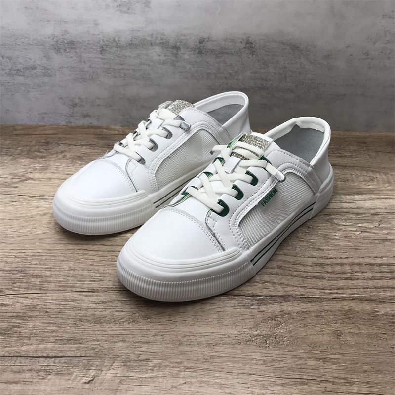 断码两穿小白鞋女春夏新款透气网布平底单鞋百搭休闲爆款滑板女鞋