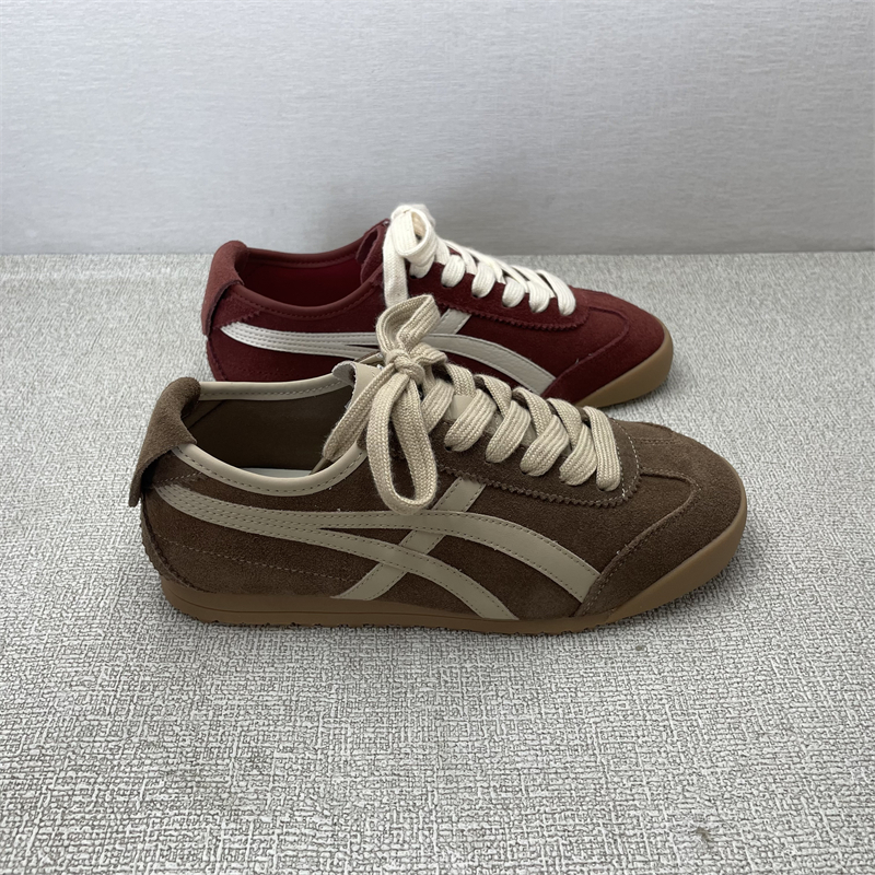 磨砂牛皮真皮平底复古阿甘鞋女