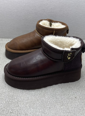 松糕厚底轻便拉链雪地靴女棉鞋