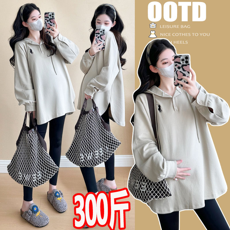 孕妇卫衣套装2024秋冬宽松中长款