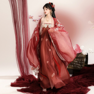 衫 唐制齐胸花瓣裙重工刺绣大袖 日常 胭脂染梦 忆汉兮原创汉服女