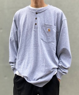 K128 卡哈特休闲宽松纽扣亨利领长袖 工装 Carhartt 口袋 Henley