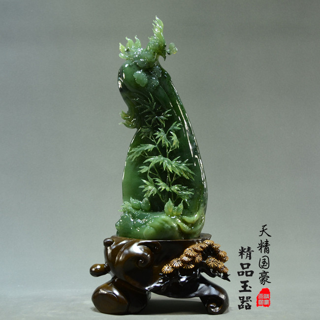 天精国豪天然玉石岫玉凤凰摆件
