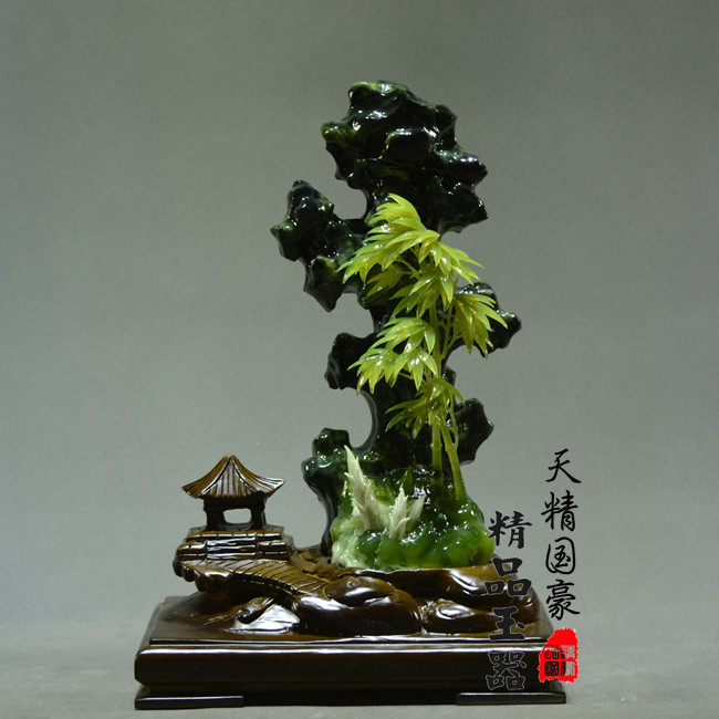 玉石摆件客厅天然岫玉摆件原石玉雕摆件家居玄关乔迁开业礼品竹子