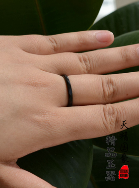 天然玛瑙戒指女男士女黑曜石切面