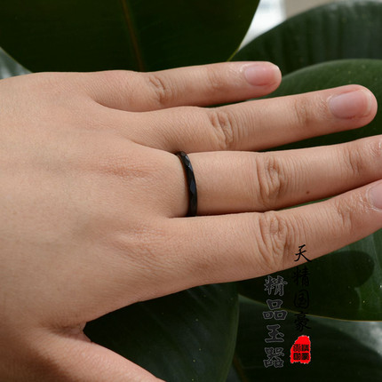 天然玛瑙戒指女男士戒指黑曜石戒指 女 指环正品情侣切面尾戒小指