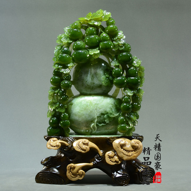 玉石摆件客厅天然岫玉摆件原石玉雕摆件办公家居玄关乔迁礼品葫芦