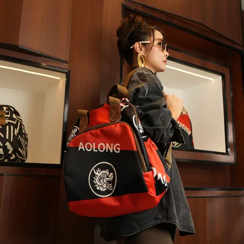 复古国风旅游单肩双背多功能背包