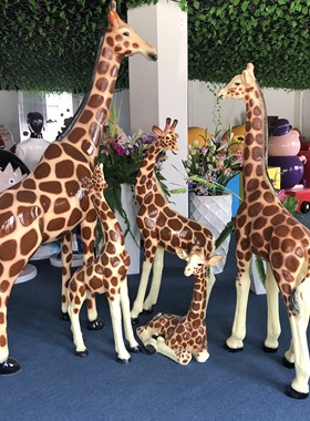 玻璃钢仿真长颈鹿雕塑摆件落地