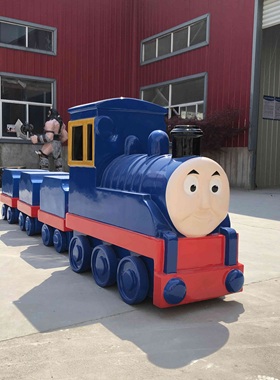 玻璃钢卡通托马斯火车雕塑幼儿园