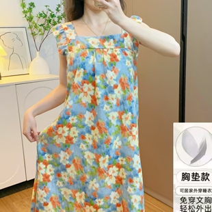 带胸垫睡裙夏季吊带薄款睡衣女新款女士学生网红家居服夏天连衣裙