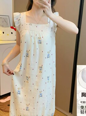 带胸垫睡裙夏季吊带薄款睡衣女新款女士学生网红家居服夏天连衣裙