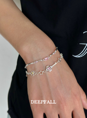 DEEPFALL 钥匙花朵音符拼接手链女S925纯银小众设计感简约手链