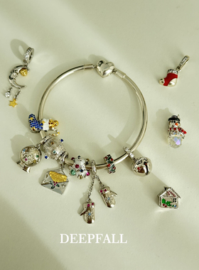 s925纯银圣诞铃铛雪花水晶球