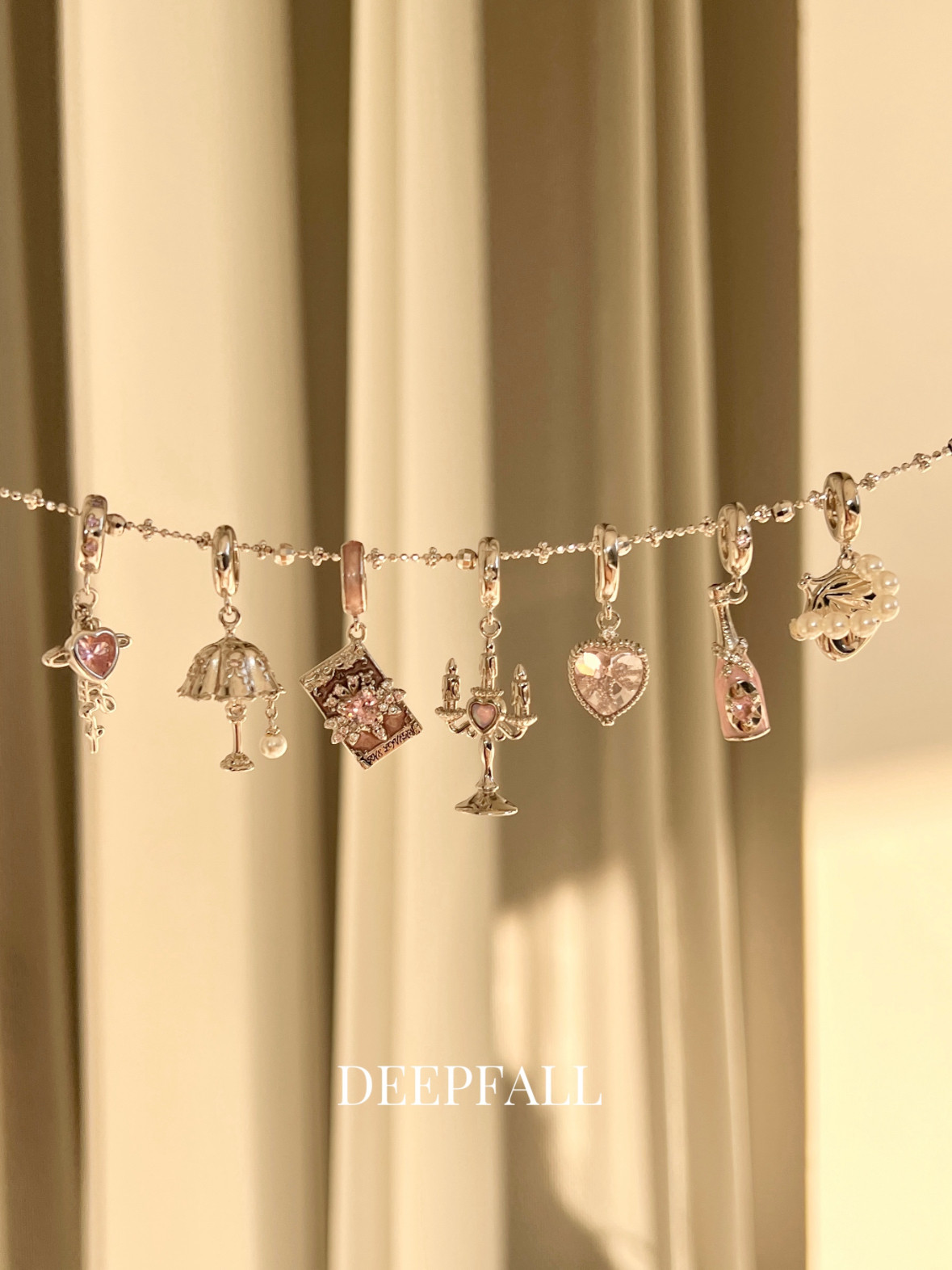 DEEPFALL 小名媛少女心系列·s925纯银手链下午茶吊坠可拆卸DIY