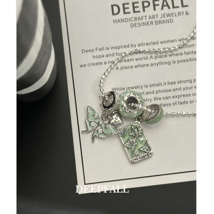 DEEPFALL【塔罗牌权杖】官搭清新蝴蝶S925纯银意大利切割银链项链