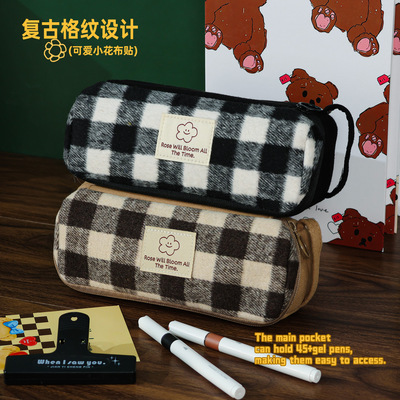 执笔阁大容量格子屋笔袋小众手提