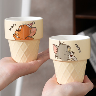 猫和老鼠陶瓷随手杯冰激凌叠叠杯雪糕筒杯水杯马克杯情侣咖啡对杯