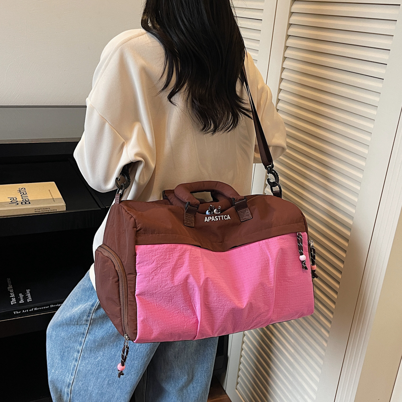 大容量拼色旅行包运动训练健身包独立鞋仓行李袋轻便出差手提包女