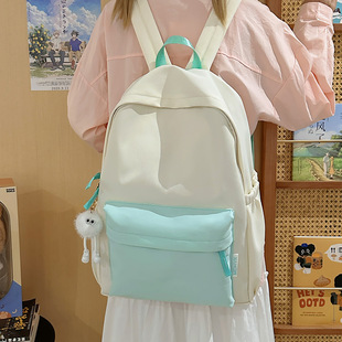 ins日系原宿古着感少女书包女韩版简约复古学生双肩包大容量背包