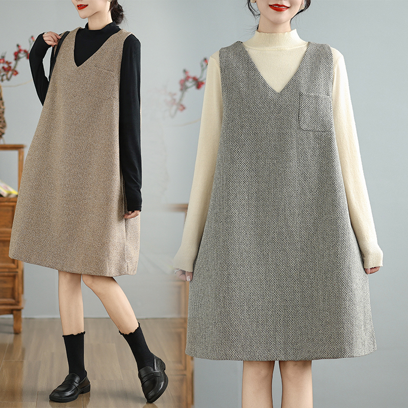 实拍现货2024秋冬新款文艺百搭显瘦雪花呢韩版中长款A版无袖马甲