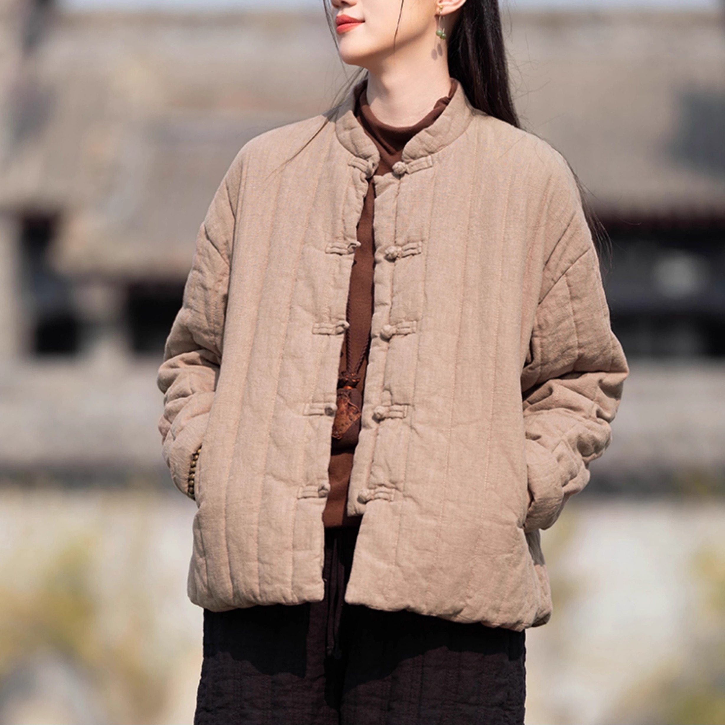 3465新中式棉服女冬2024新款复古国风棉袄棉衣禅意加厚夹棉外套