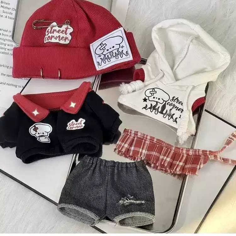 娃娃衣别惹小狗20厘米棉花娃娃套组美式复古玩偶衣服可爱公仔包邮
